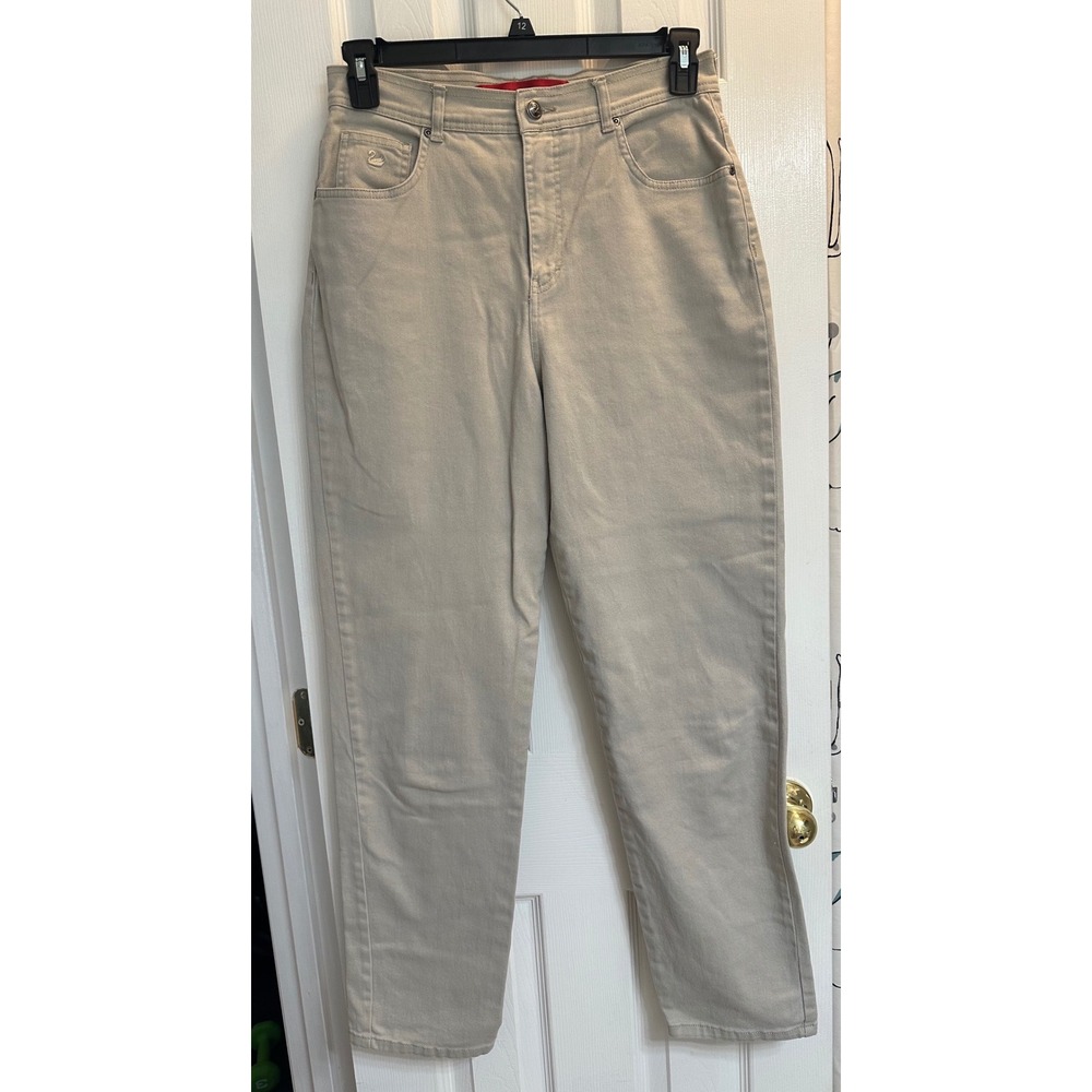 Gloria Vanderbilt Amanda Tapered High Rise Khaki Tan Jeans Womens Size 10 Medium